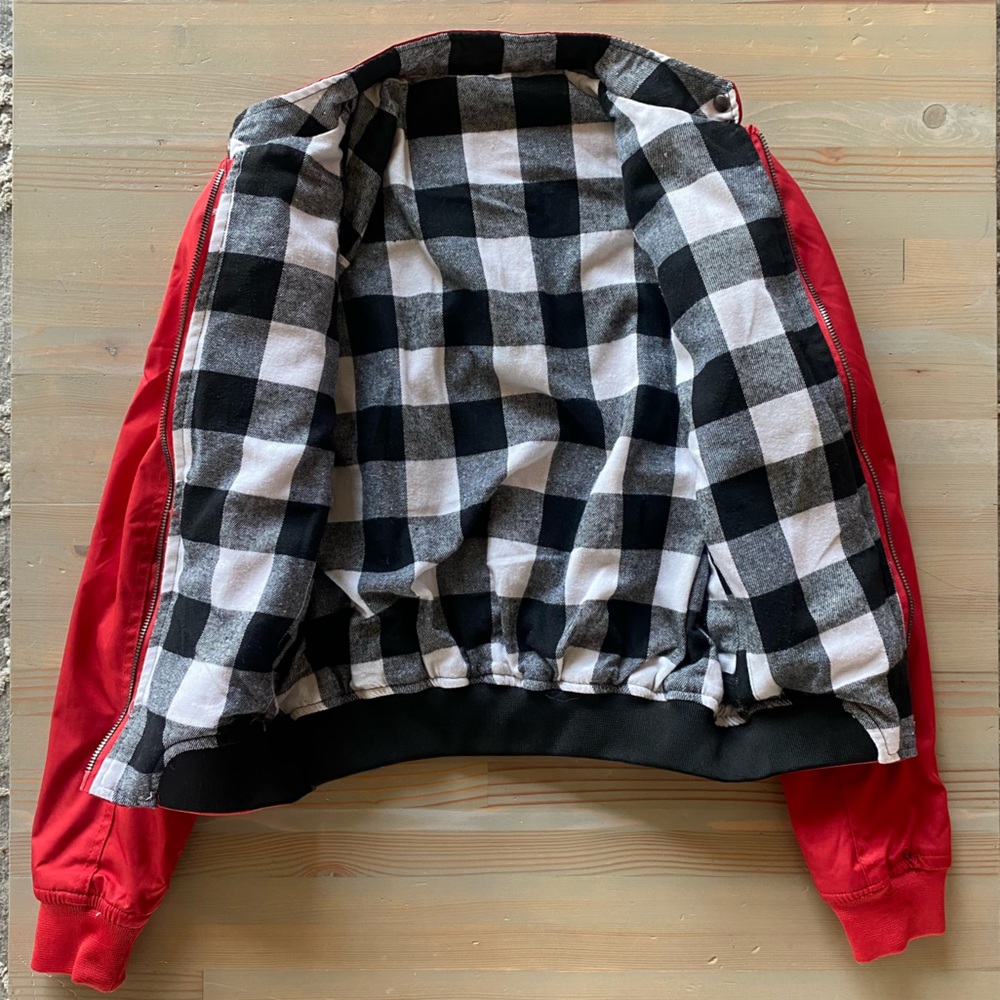 NWT Red Reversible Bomber Moto Jacket Coat XS S - Picture 4 of 8